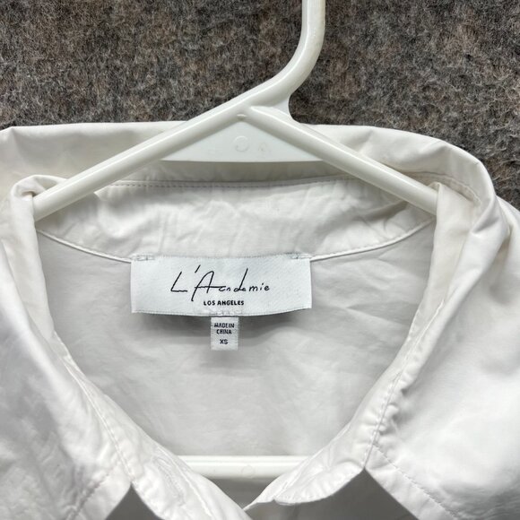 L'Academie Dress Shirt Womens XS White Button Down Anorak Utility Drape Nylon - Picture 6 of 10